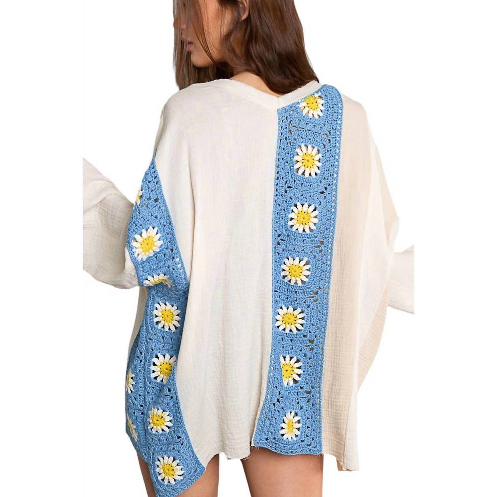 NEW POL granny patch sweater in white - Picture 2 of 2
